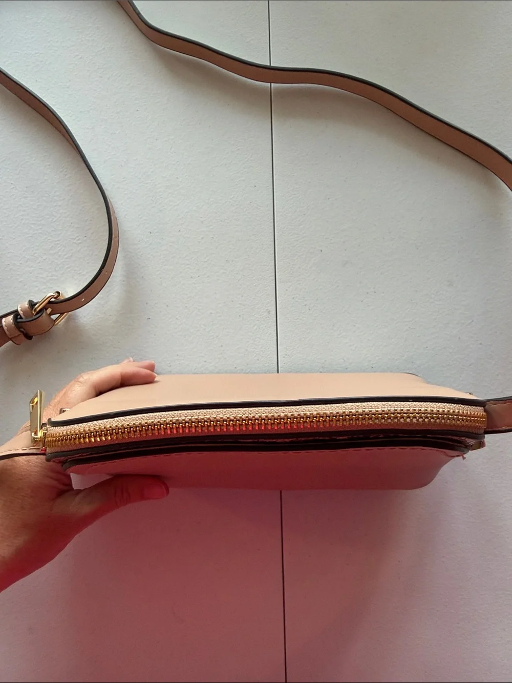 A NEW DAY Beige Faux Leather Crossbody Bag